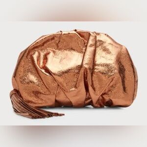 NEW - Rebecca minkoff women’s ruched metallic clutch